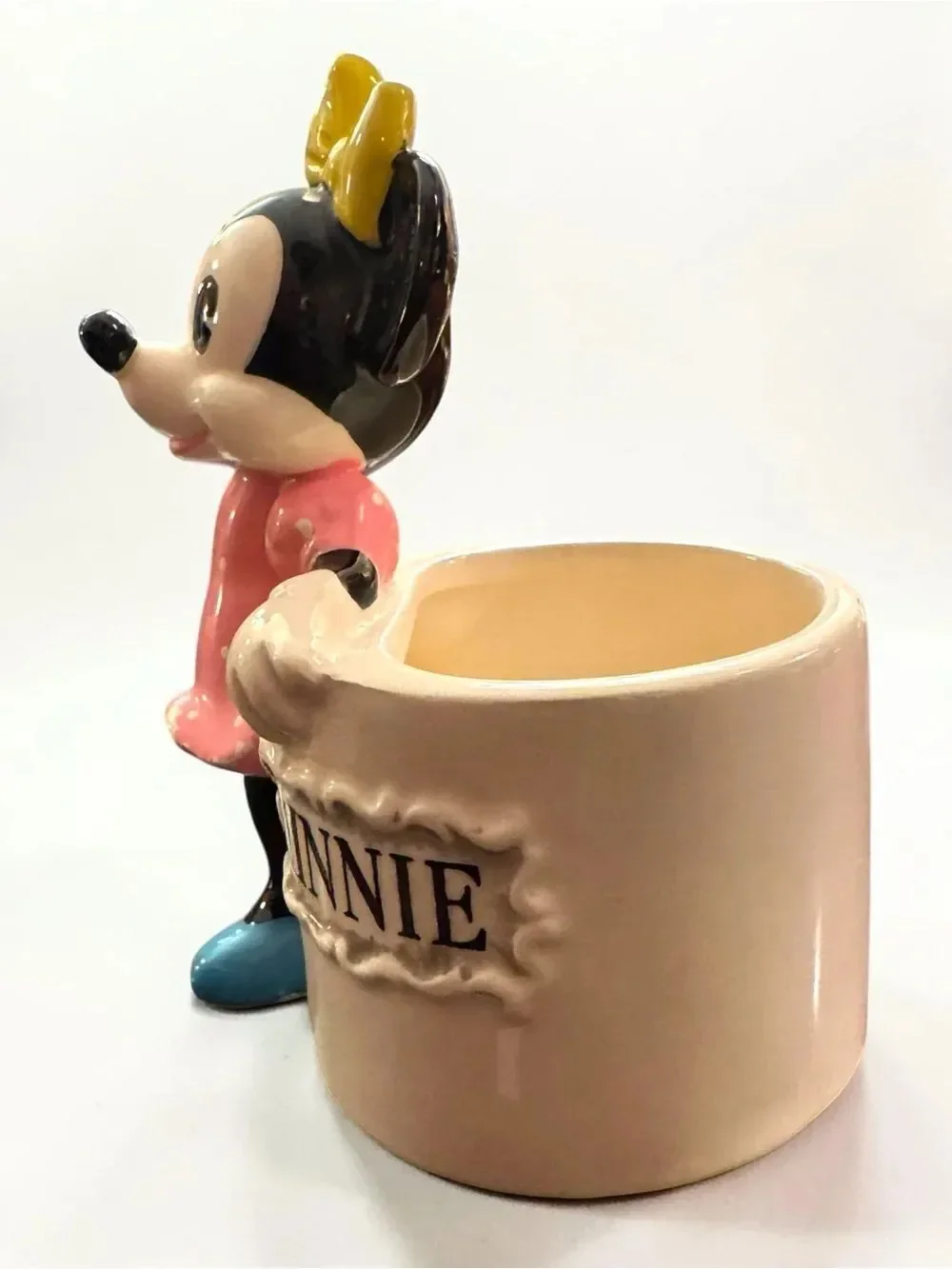Vintage Walt Disney Productions Minnie Mouse Small Ceramic Planter Japan